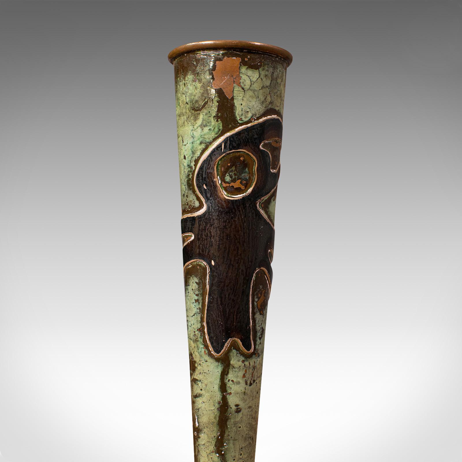 Pair of Antique Flute Vases, French, Copper, Posy, Art Nouveau Taste, Circa 1920 5
