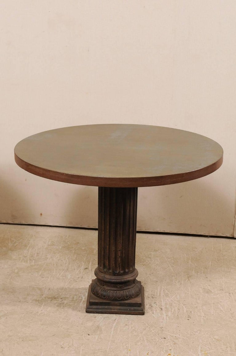 Pair of Antique Fluted Column Round Center Tables from the Early 20th