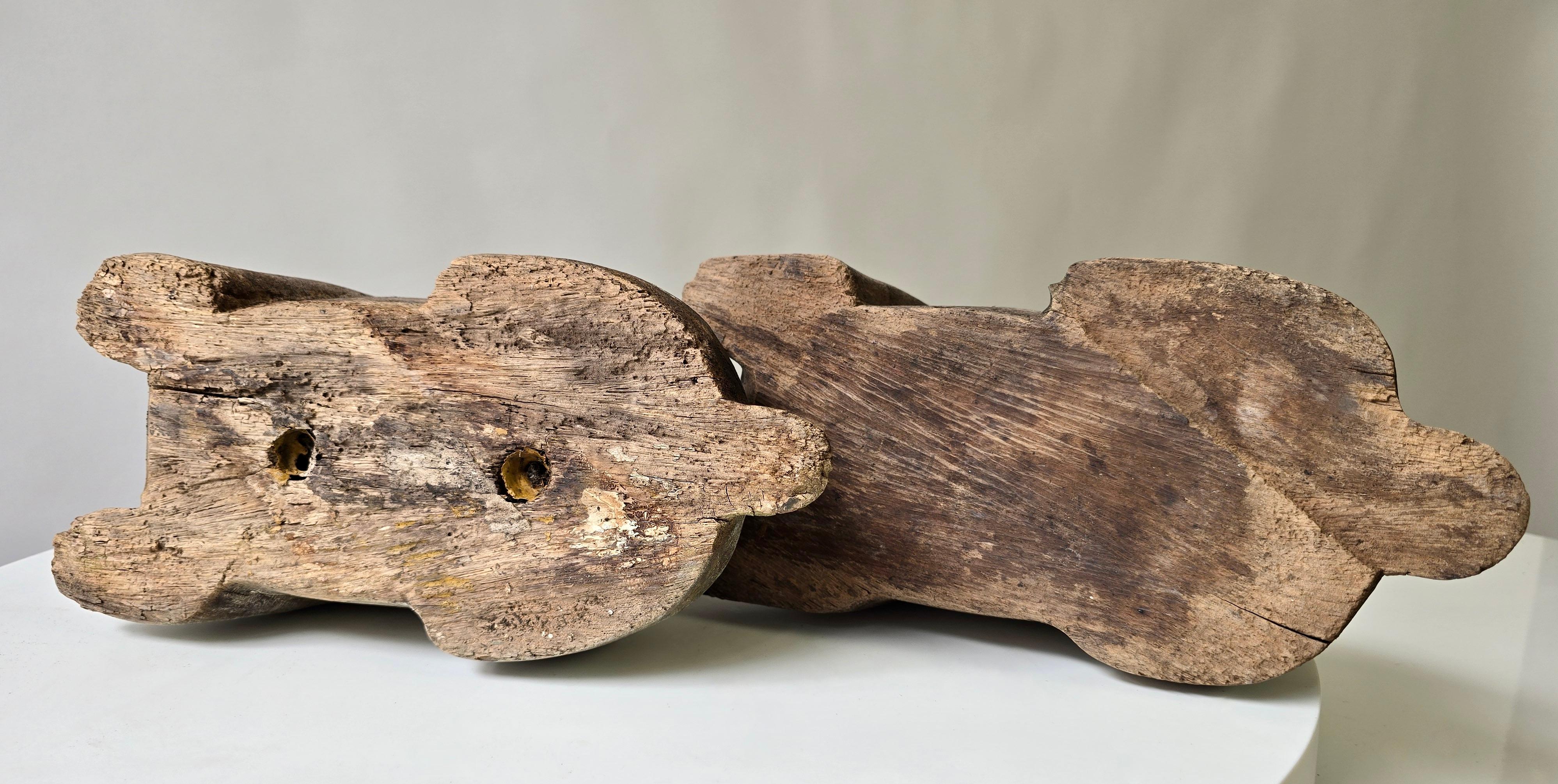 Pair of Antique Folk Art Carved Wooden Maltese Dog Sculptures For Sale 5