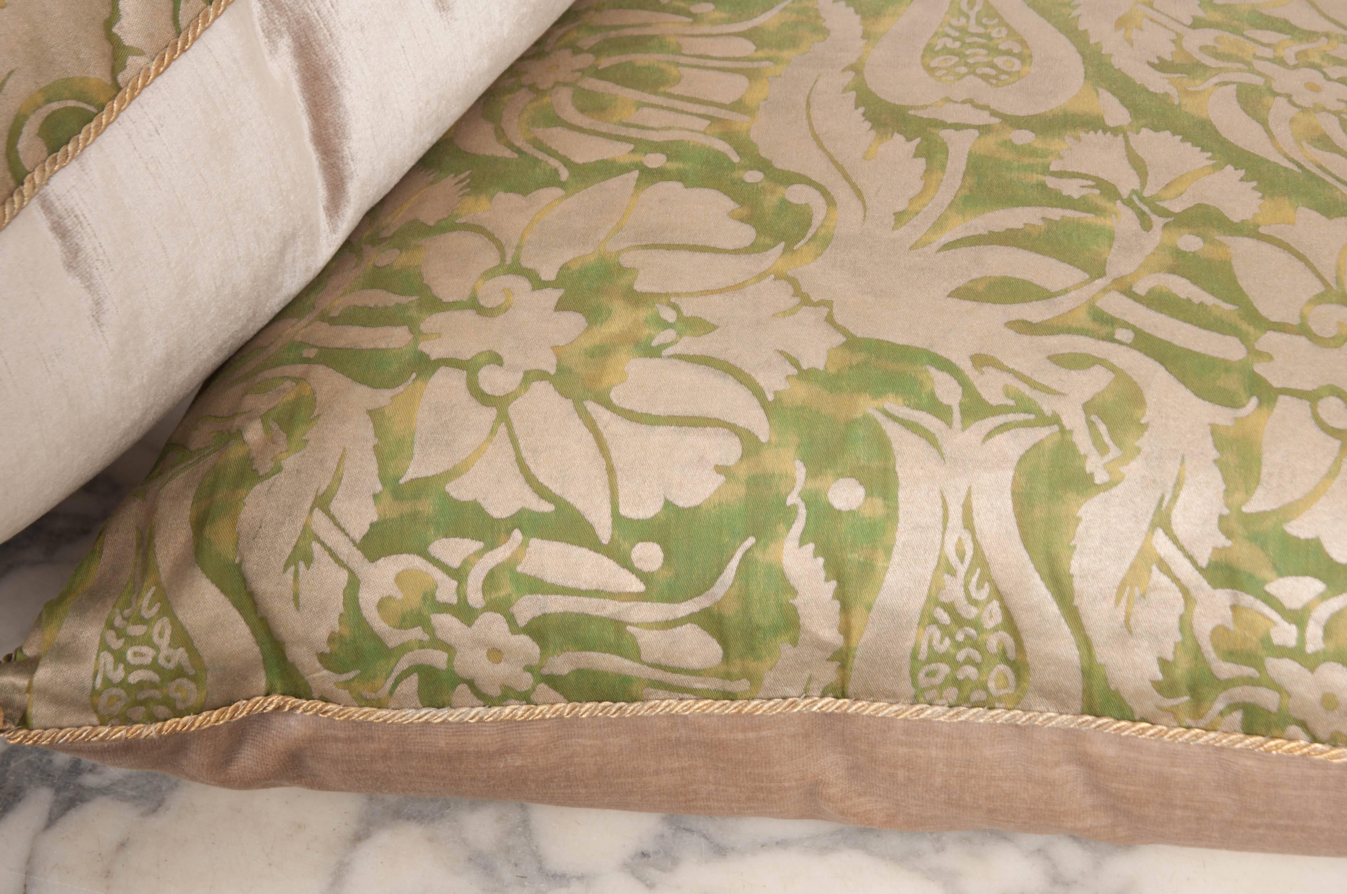 Silk Pair of Antique Fortuny Pillows by B. Viz Designs