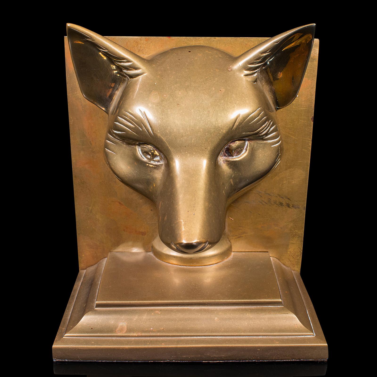 Pair Of Antique Fox Bookends, English, Brass, Decorative, Book Rest, Victorian For Sale 2