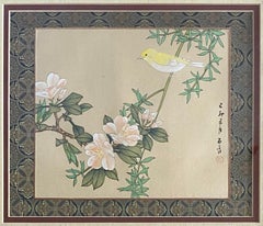Pair of Antique Framed Chinese Silk and Bird Paintings