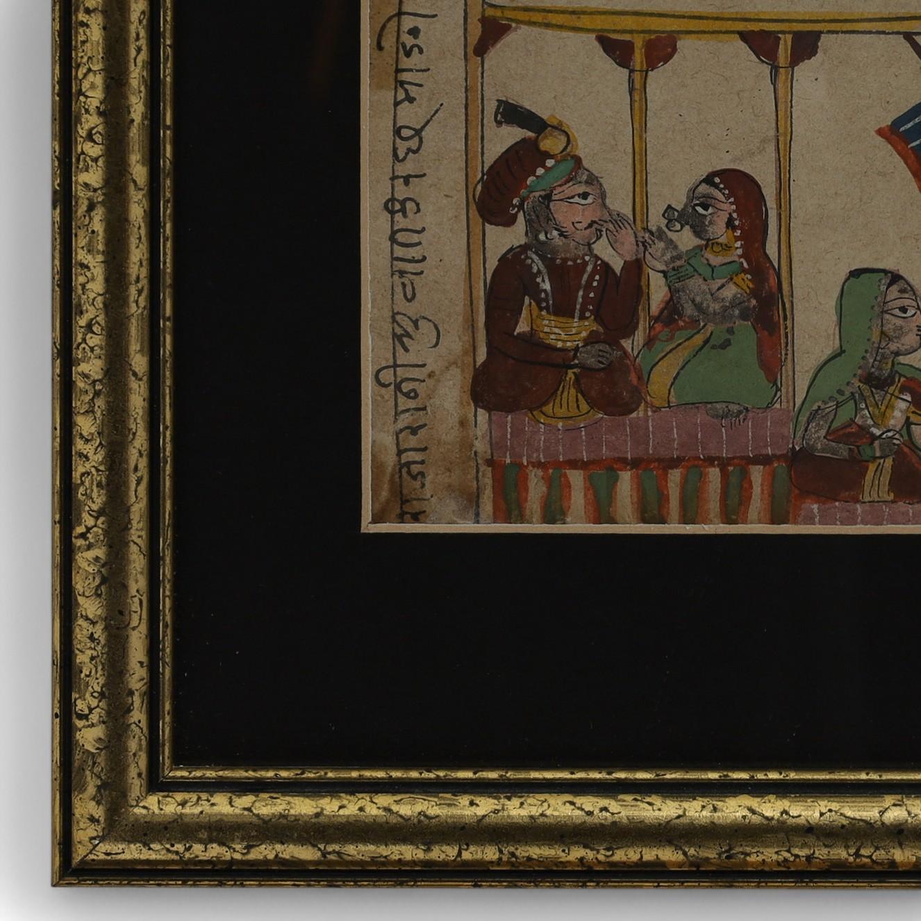 Pair of Antique Framed Indo Persian Illustrated Manuscripts In Good Condition For Sale In Palm Beach, FL