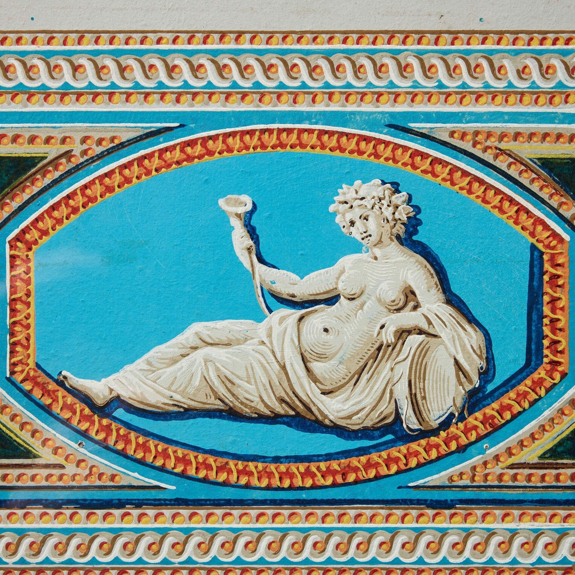 Georgien Paire de frises classiques polychromes encadrées anciennes en vente