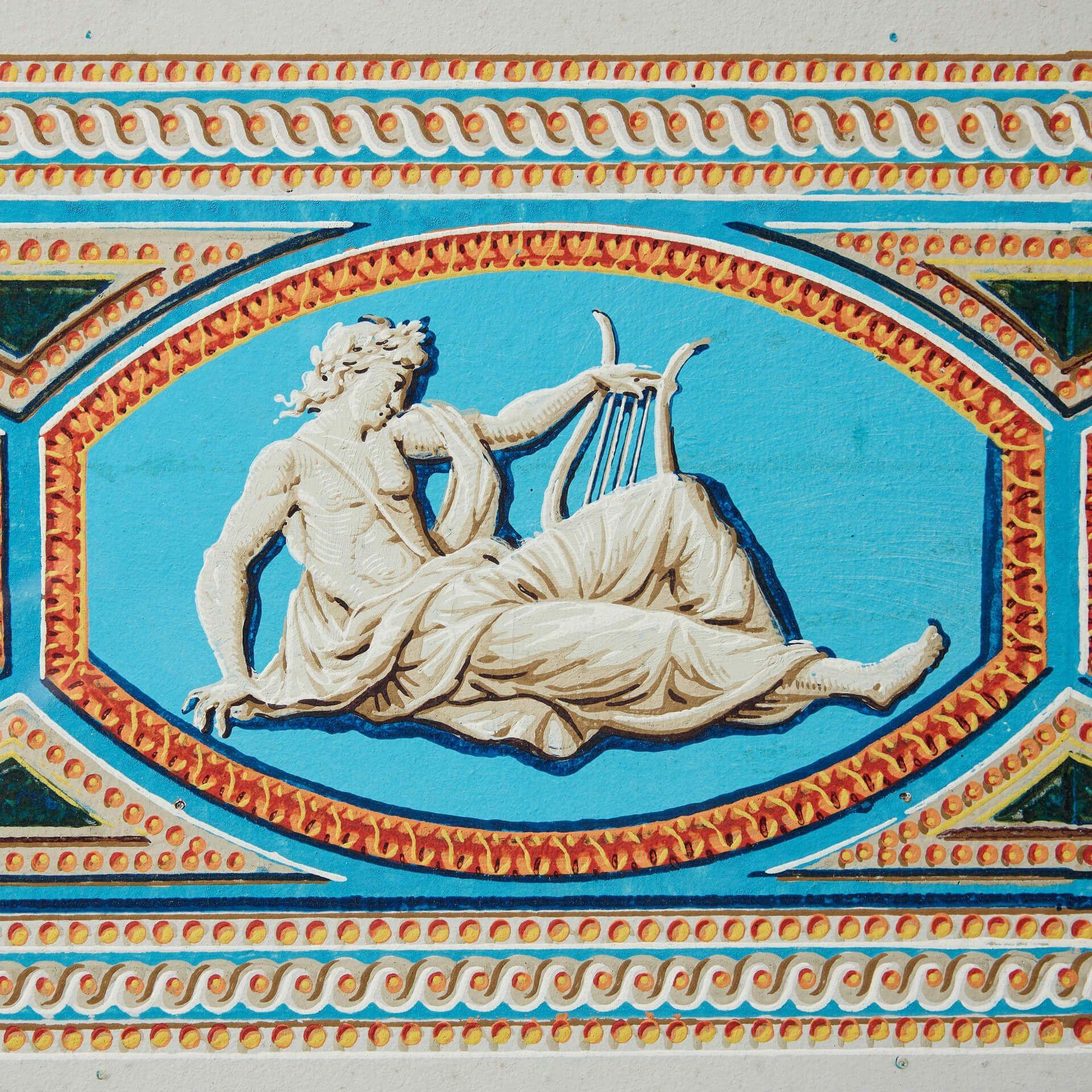 Anglais Paire de frises classiques polychromes encadrées anciennes en vente