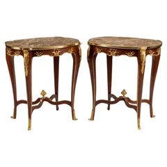 Pair of Antique Francois Linke Attributed French Louis XV Side Tables