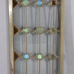 Coppia di antiche finestre con vetro al piombo e Jewell della scuola di Frank Lloyd Wright del 1910 ca.