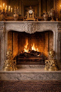 Pair of Antique French 18th Century Gilt Bronze Firedogs/Chenets