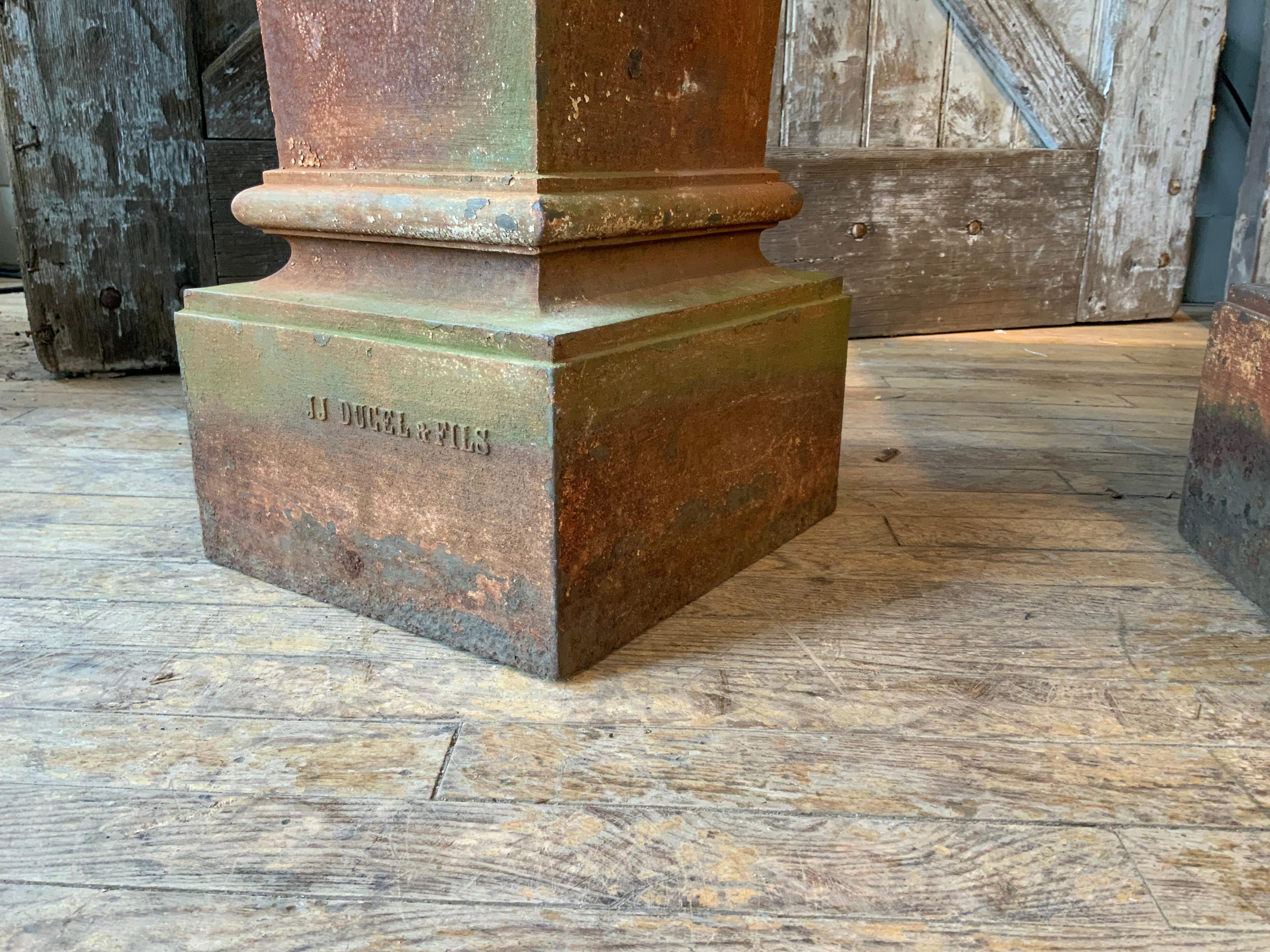 Pair of Antique French 19th Century Cast Iron Pedestals by Ducel et Fils 2