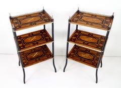 Pair of Antique French 19th Century Marquetry Inlaid Étagères