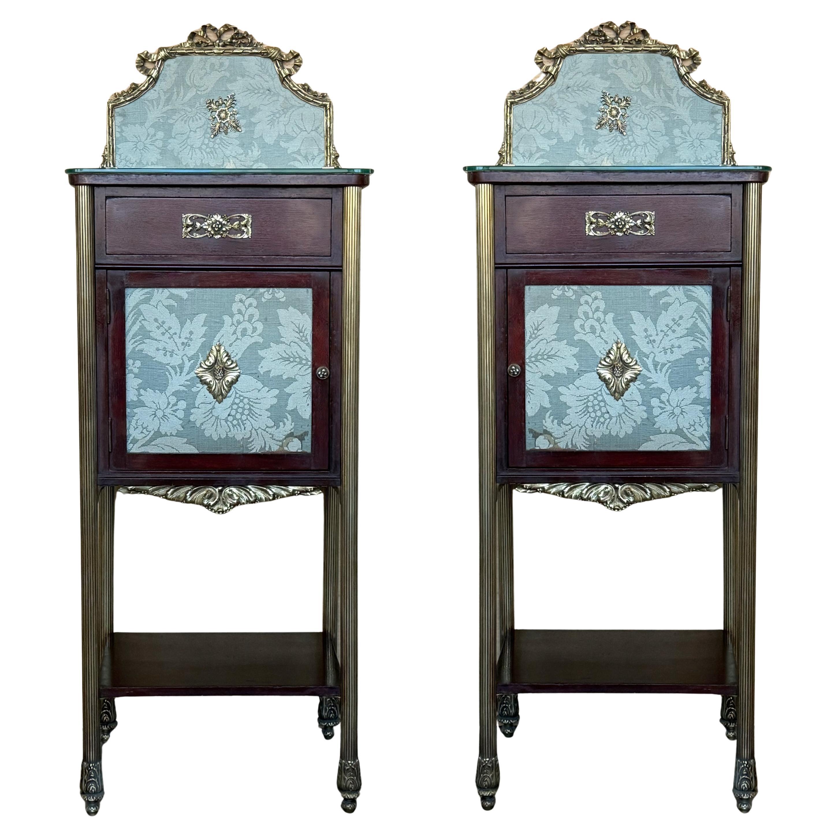 Pair of Antique French 19th Hight Night Stands or Bedside Mahogany tables