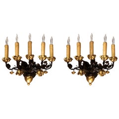Pair of Antique French All Bronze Wall Lights, circa 1875-1885