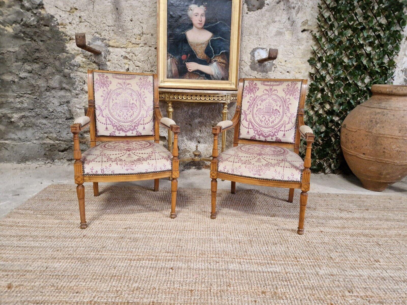 Pair of Antique French Armchairs Directoire Style In Good Condition For Sale In Buxton, GB