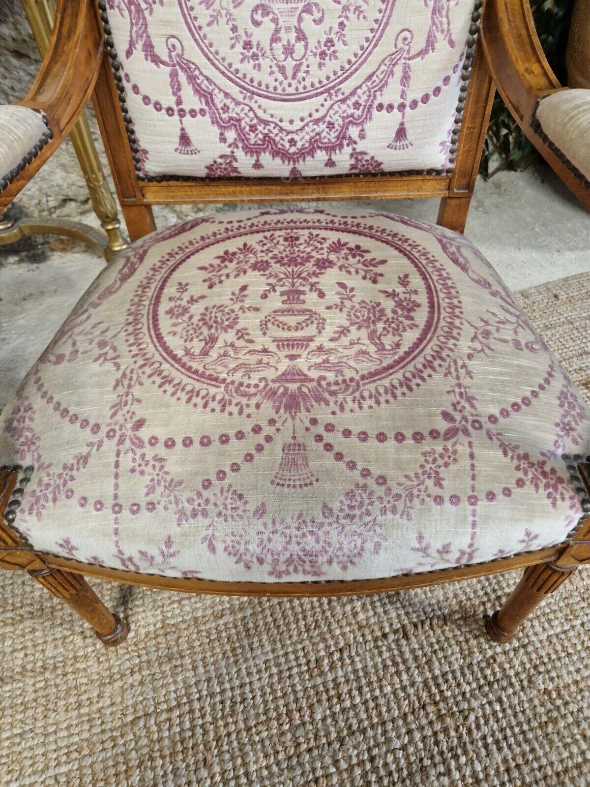 Upholstery Pair of Antique French Armchairs Directoire Style For Sale