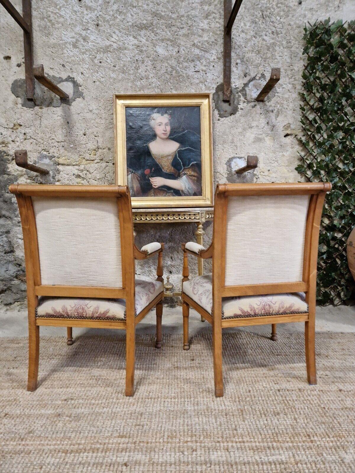 Pair of Antique French Armchairs Directoire Style For Sale 4