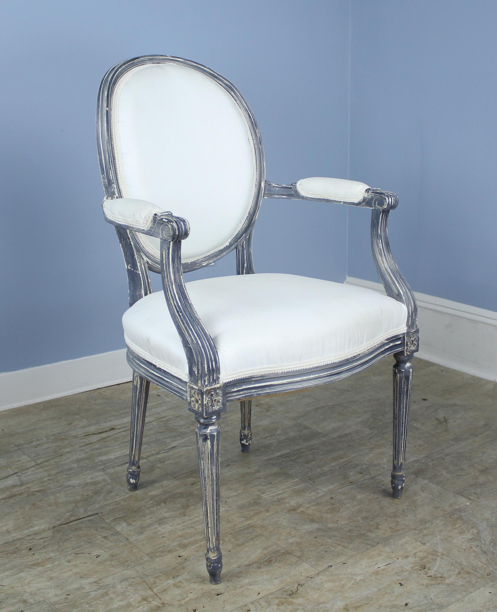 Pair of Antique French Armchairs, Newly Painted In Good Condition For Sale In Port Chester, NY