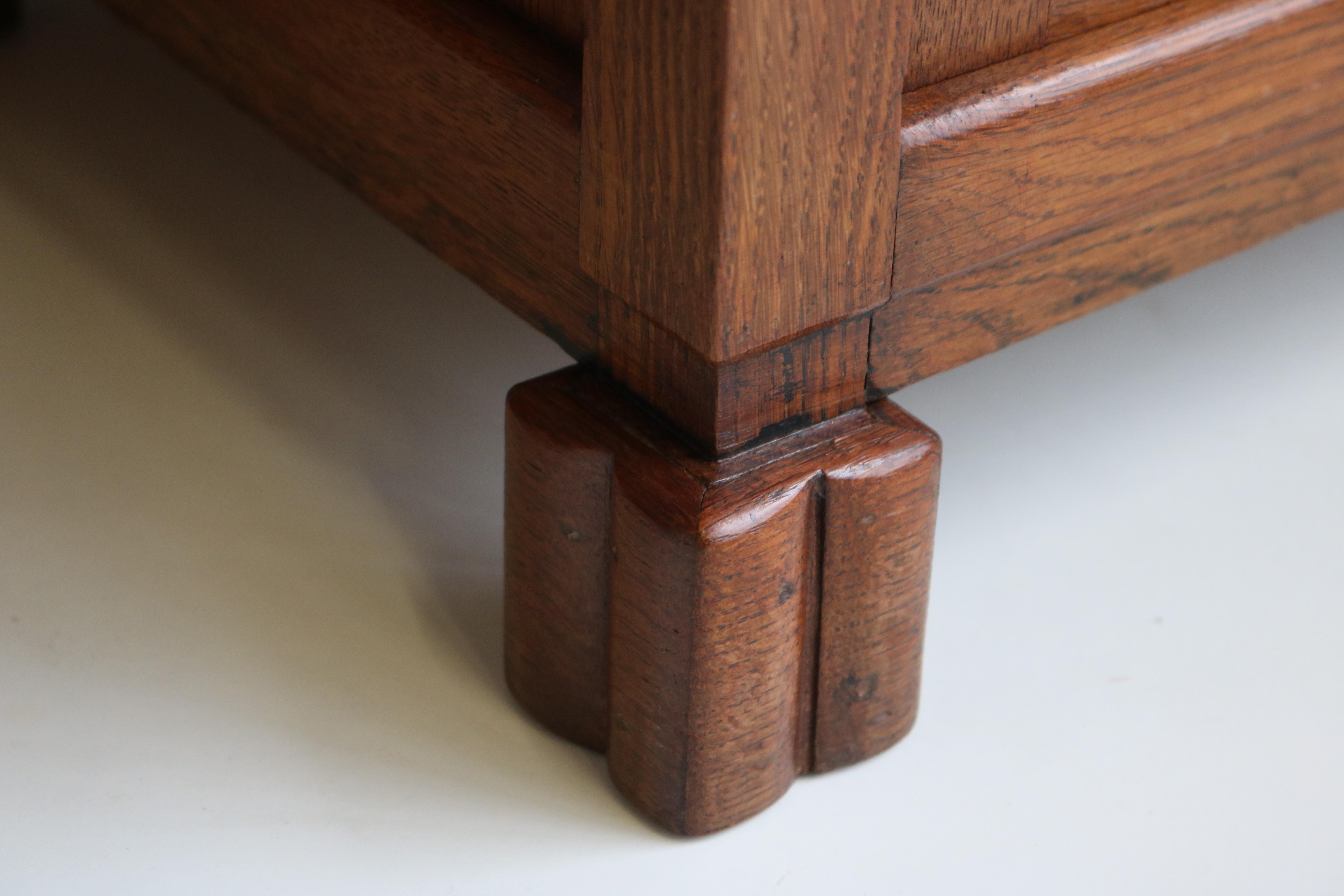 Pair of Antique French Art Deco Nightstands / Bedside Tables Oak Black Marble In Good Condition In Ijzendijke, NL