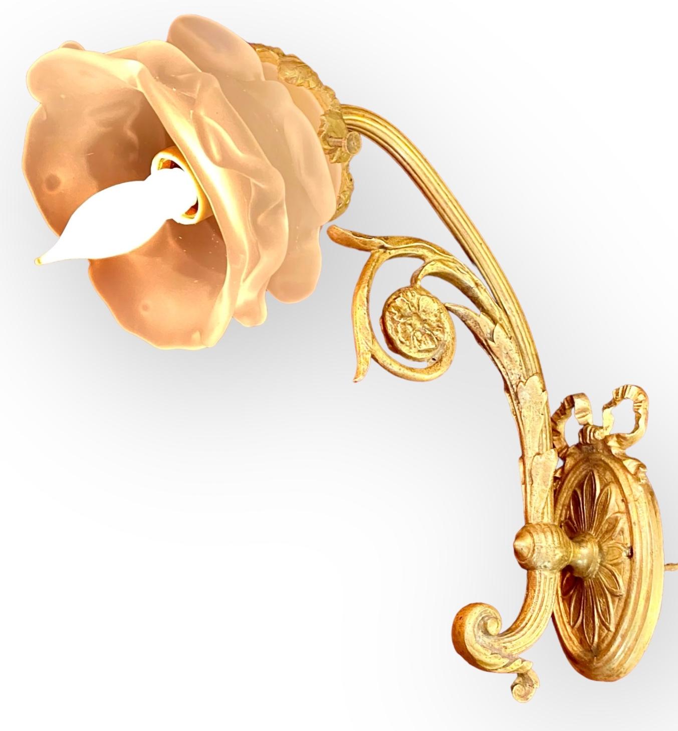 Pair Of Antique French Art Nouveau Gilt Bronze Wall Sconces 9