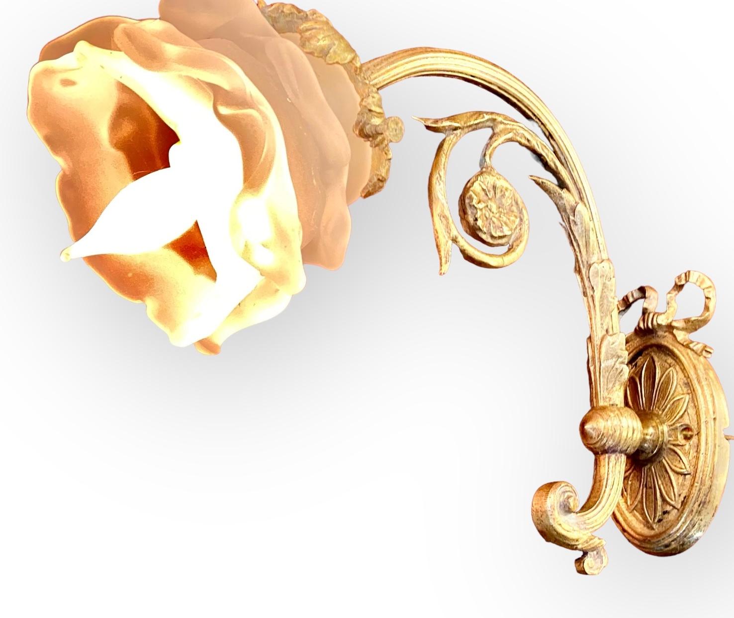 Pair Of Antique French Art Nouveau Gilt Bronze Wall Sconces 10
