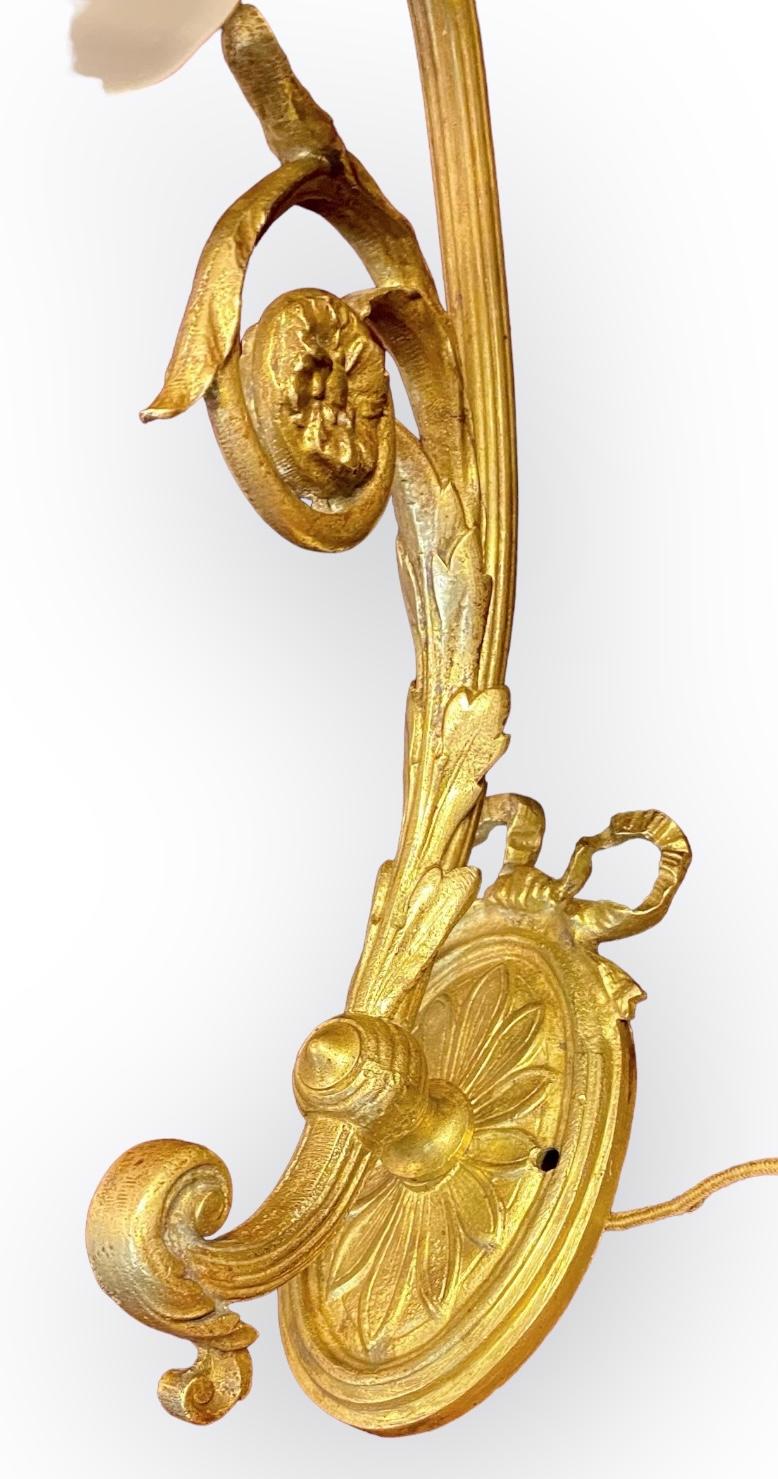 Pair Of Antique French Art Nouveau Gilt Bronze Wall Sconces 1