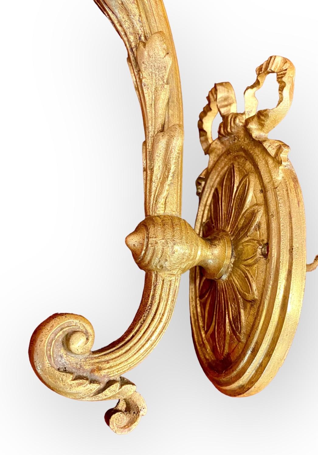 Pair Of Antique French Art Nouveau Gilt Bronze Wall Sconces 4