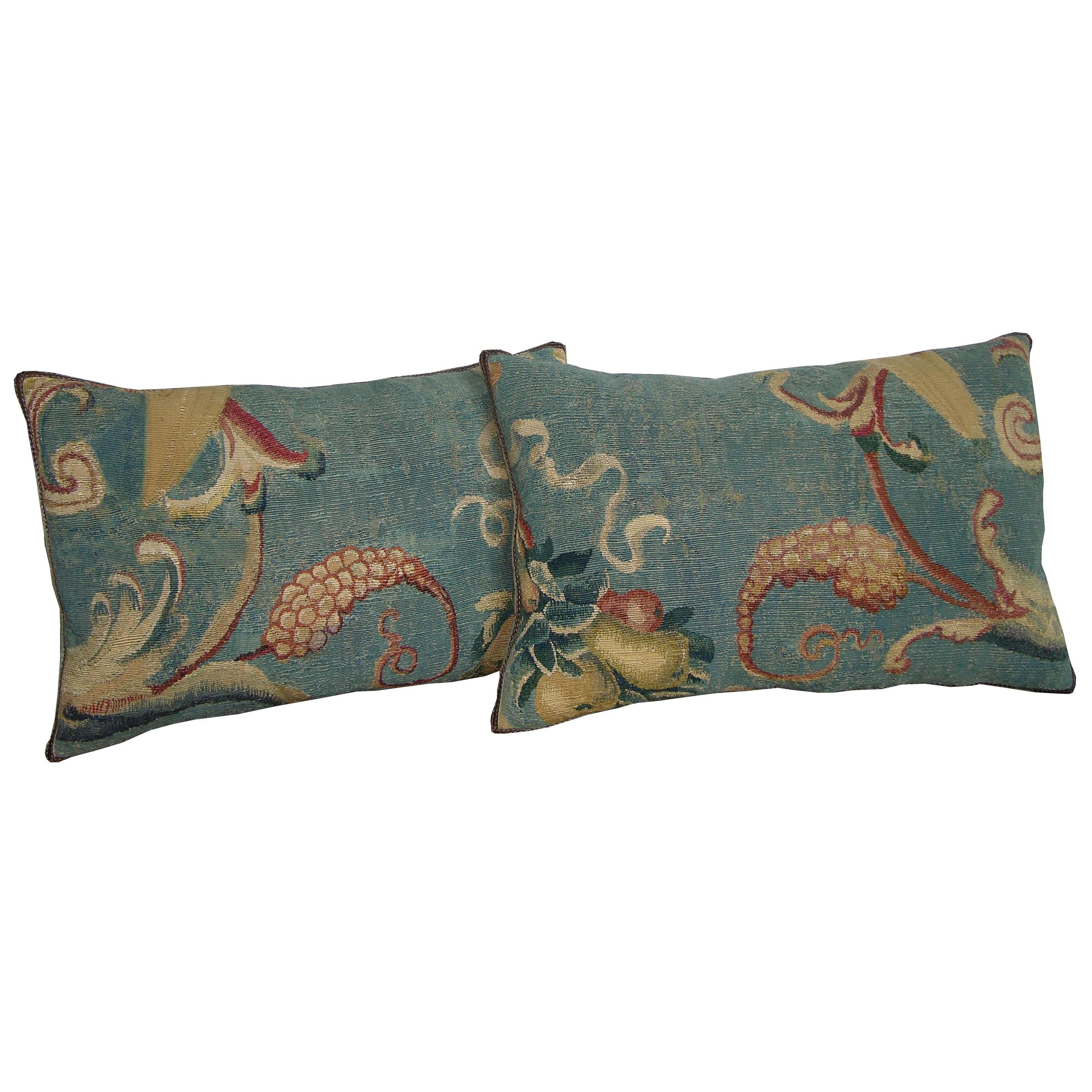 Pair of Antique French Aubusson Pillows circa 18th Century 1756p 1757p For Sale