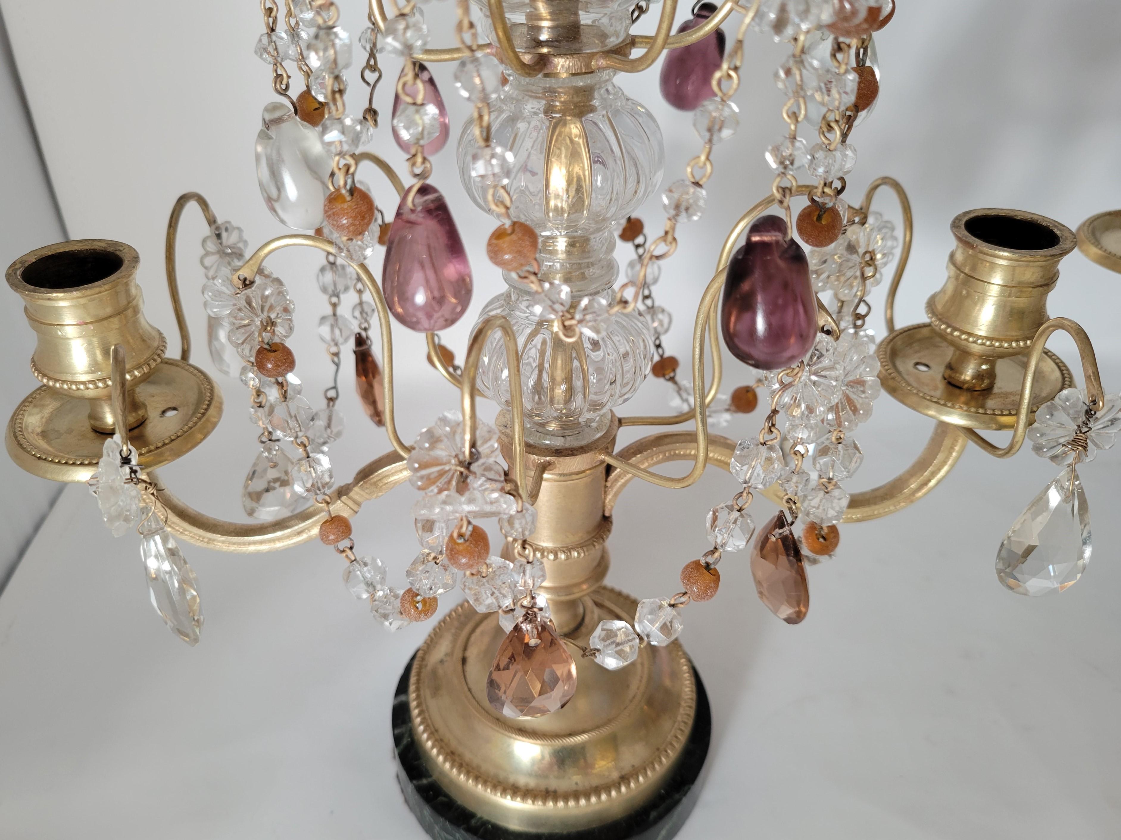 19th Century Pair of Antique French Baccarat Crystal Candelabra