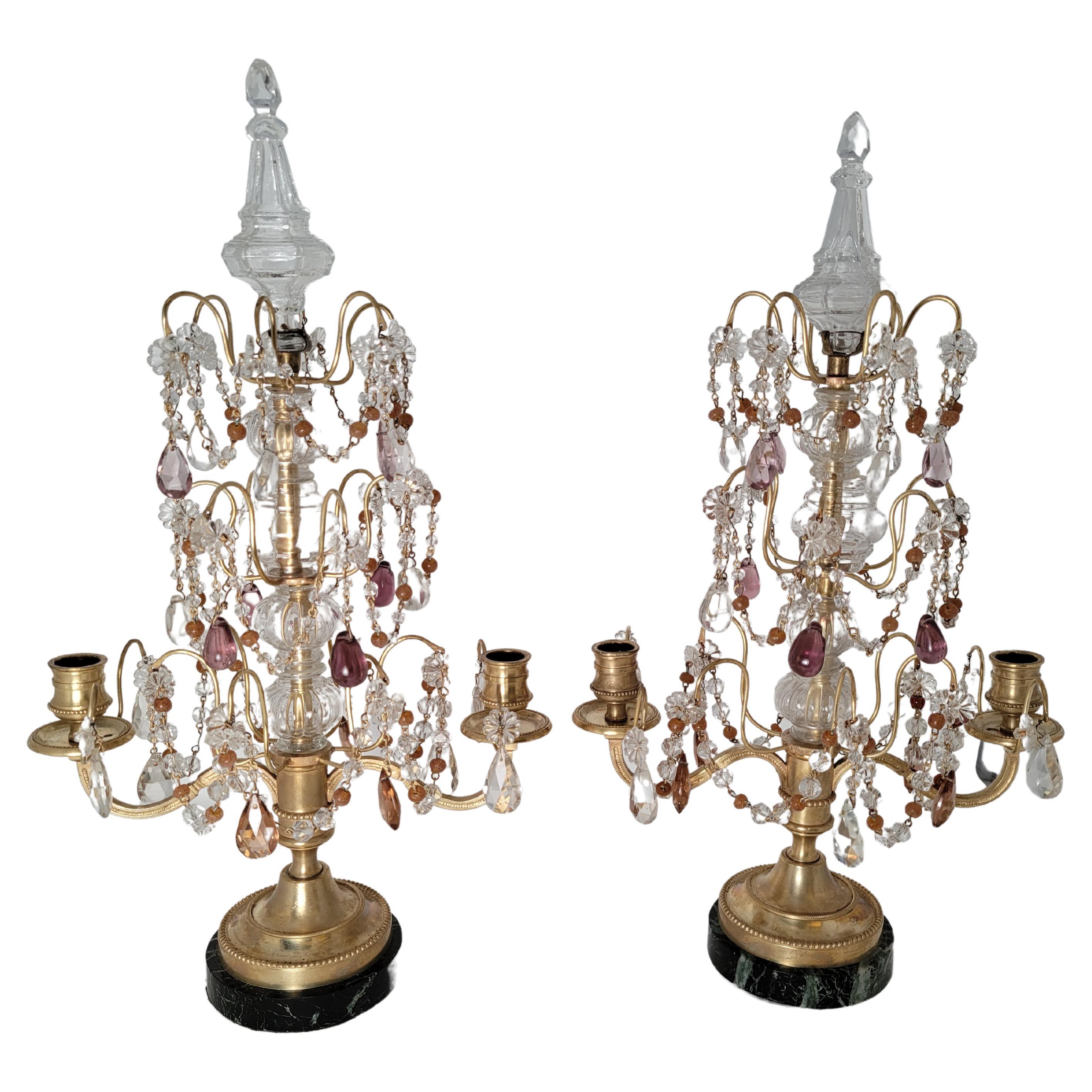 Pair of Antique French Baccarat Crystal Candelabra