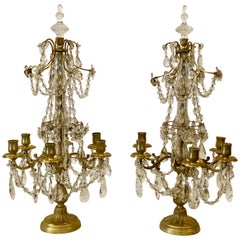Pair of Antique French Baccarat Crystal Girondolles, circa 1890