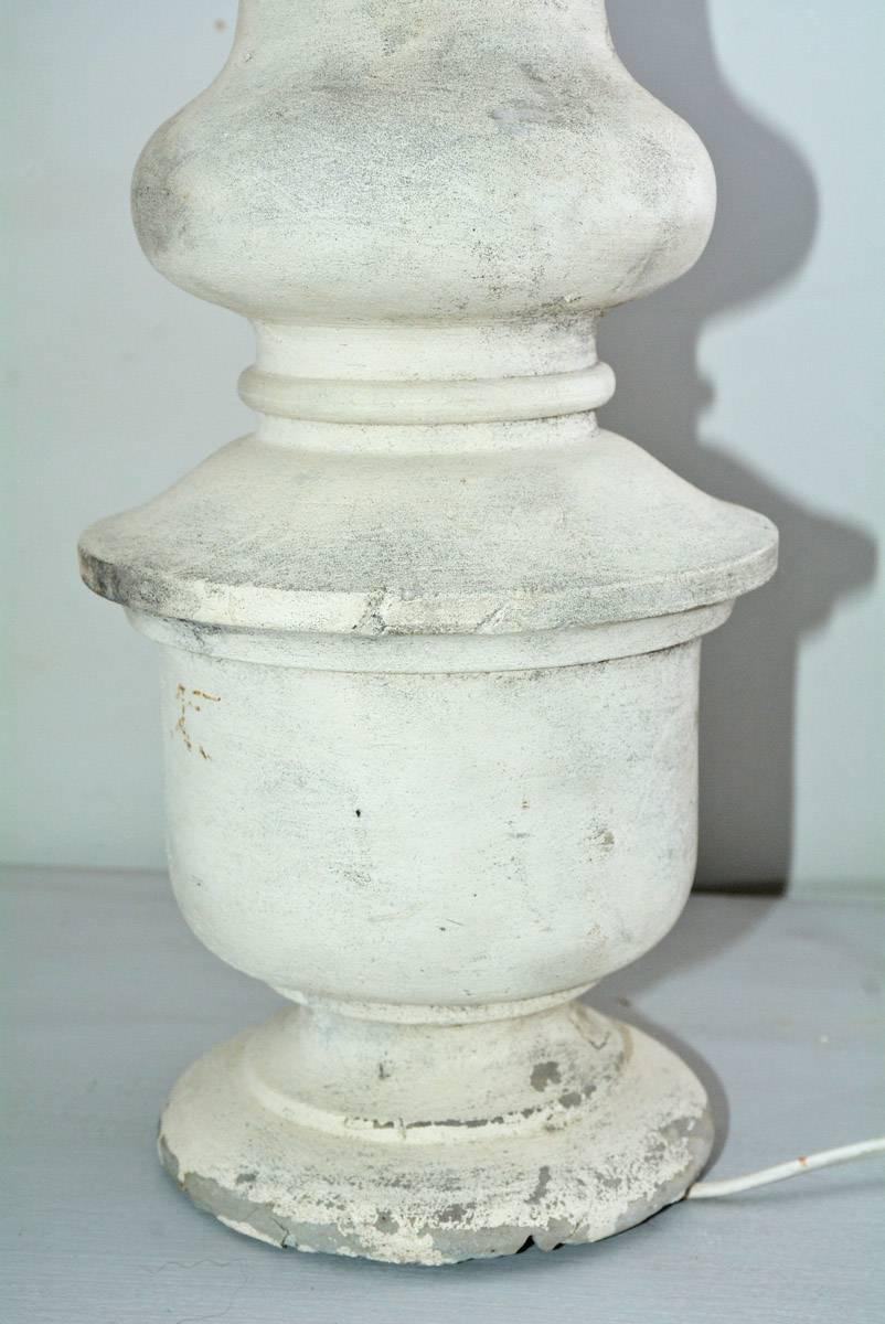 Cast Stone Pair of Antique French Balustrade Lamps For Sale