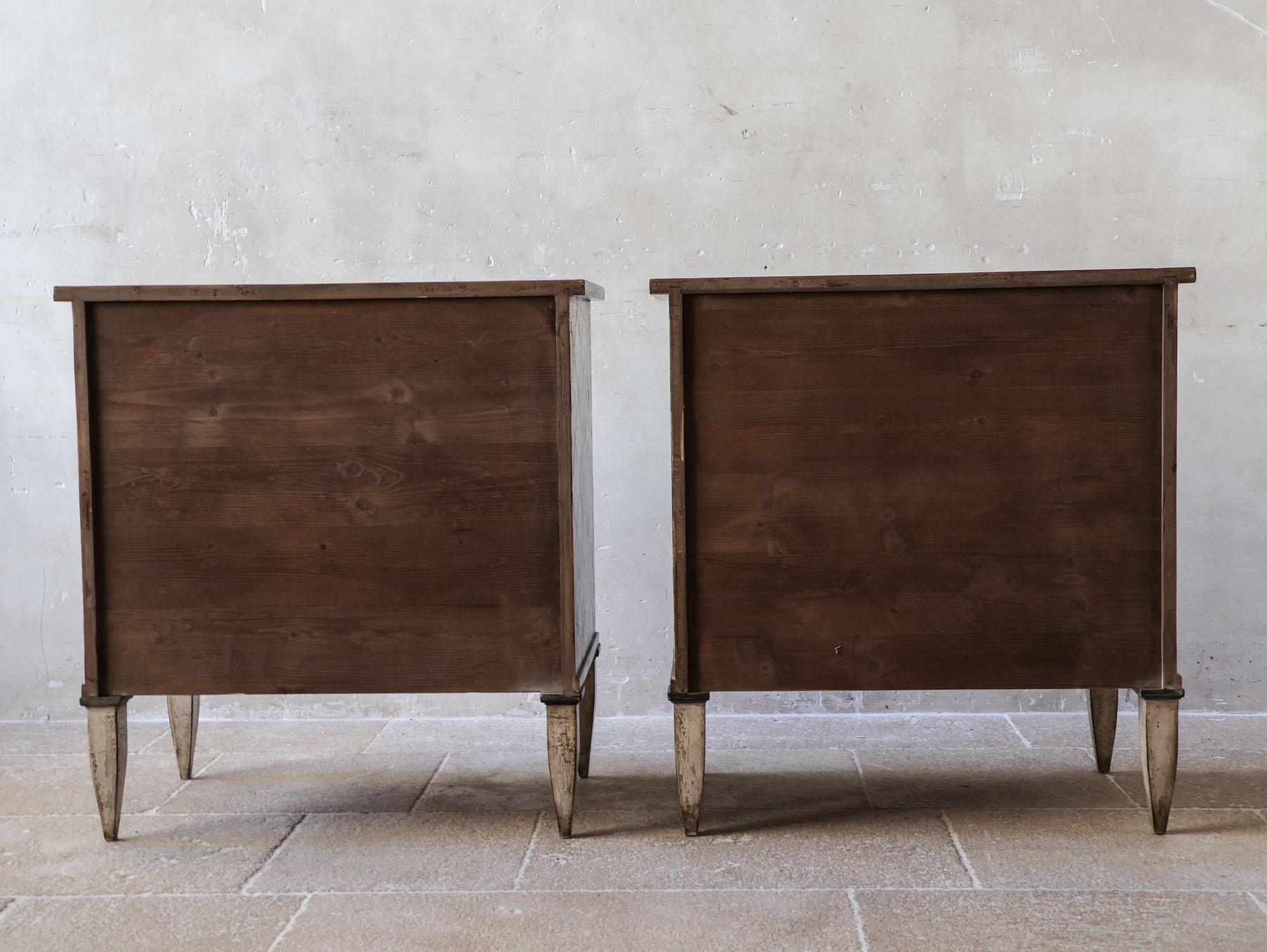 Pair of antique French bedside tables - chests of drawers with diamond pattern 9