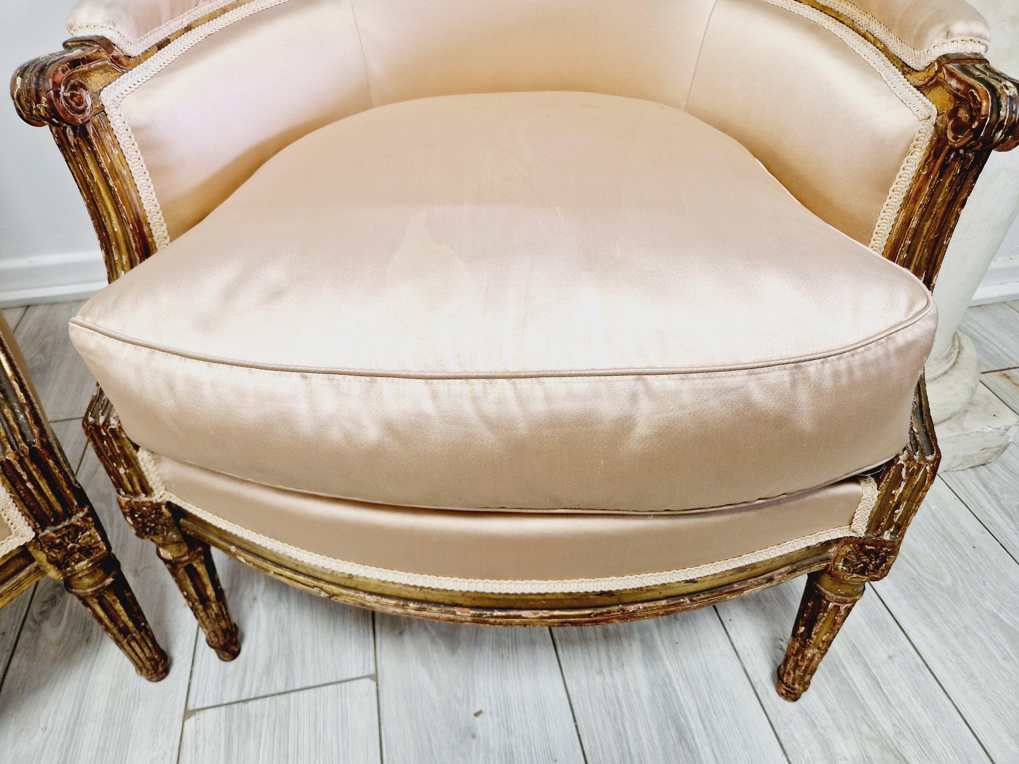 Louis XIV Pair of Antique French Bergère Armchairs 1780 For Sale