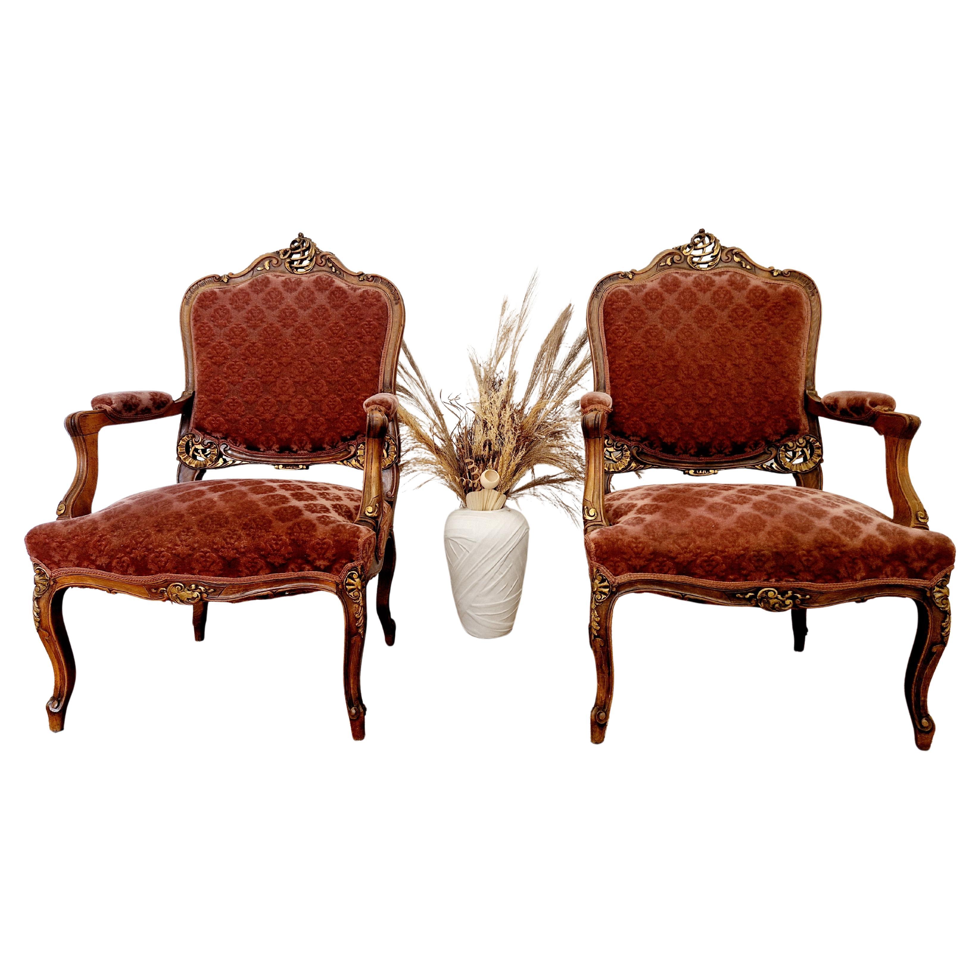 Pair of Antique French Bergere Chairs