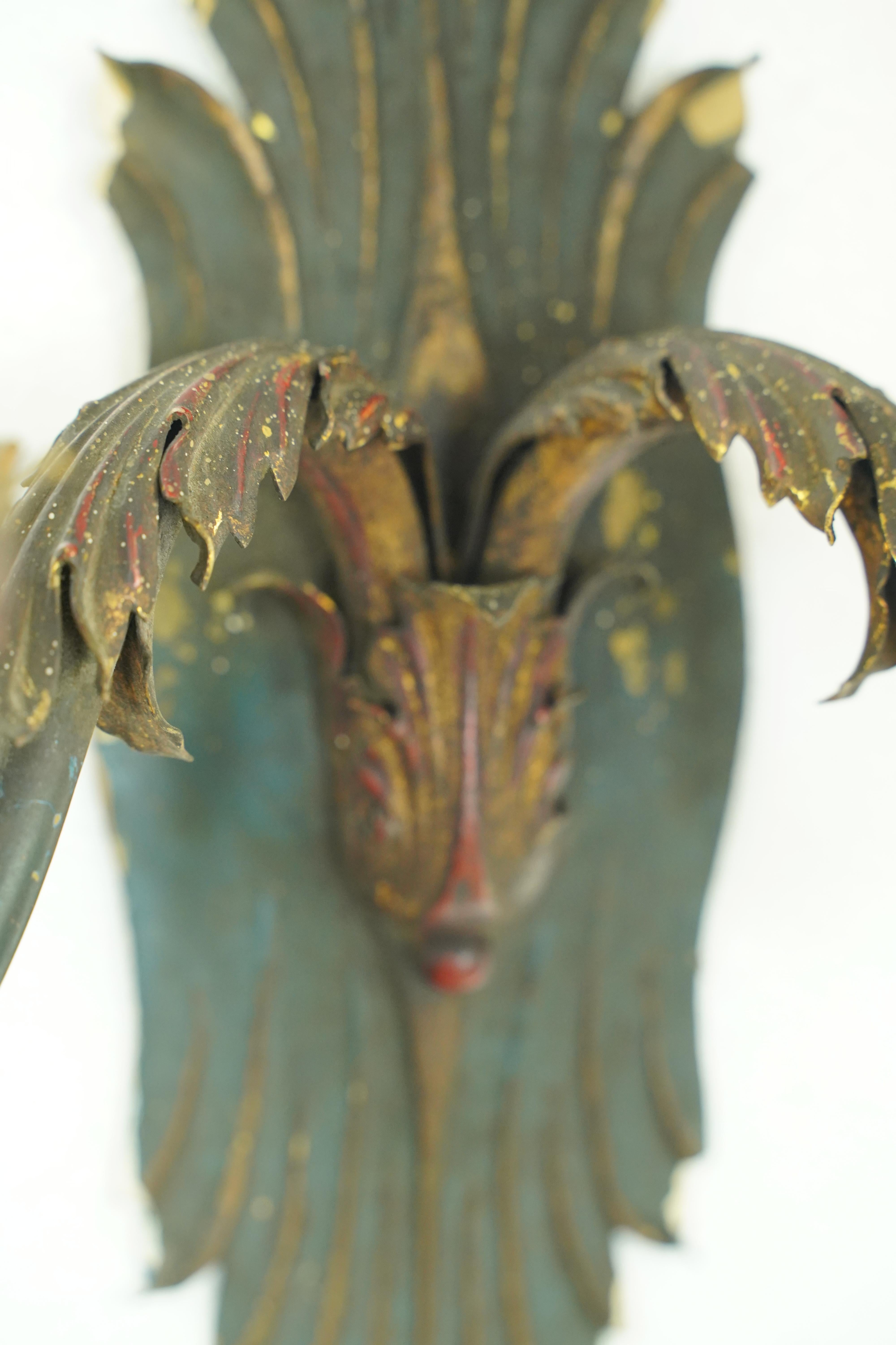 Pair of Antique French Brass 2 Arm Wall Sconces For Sale 7