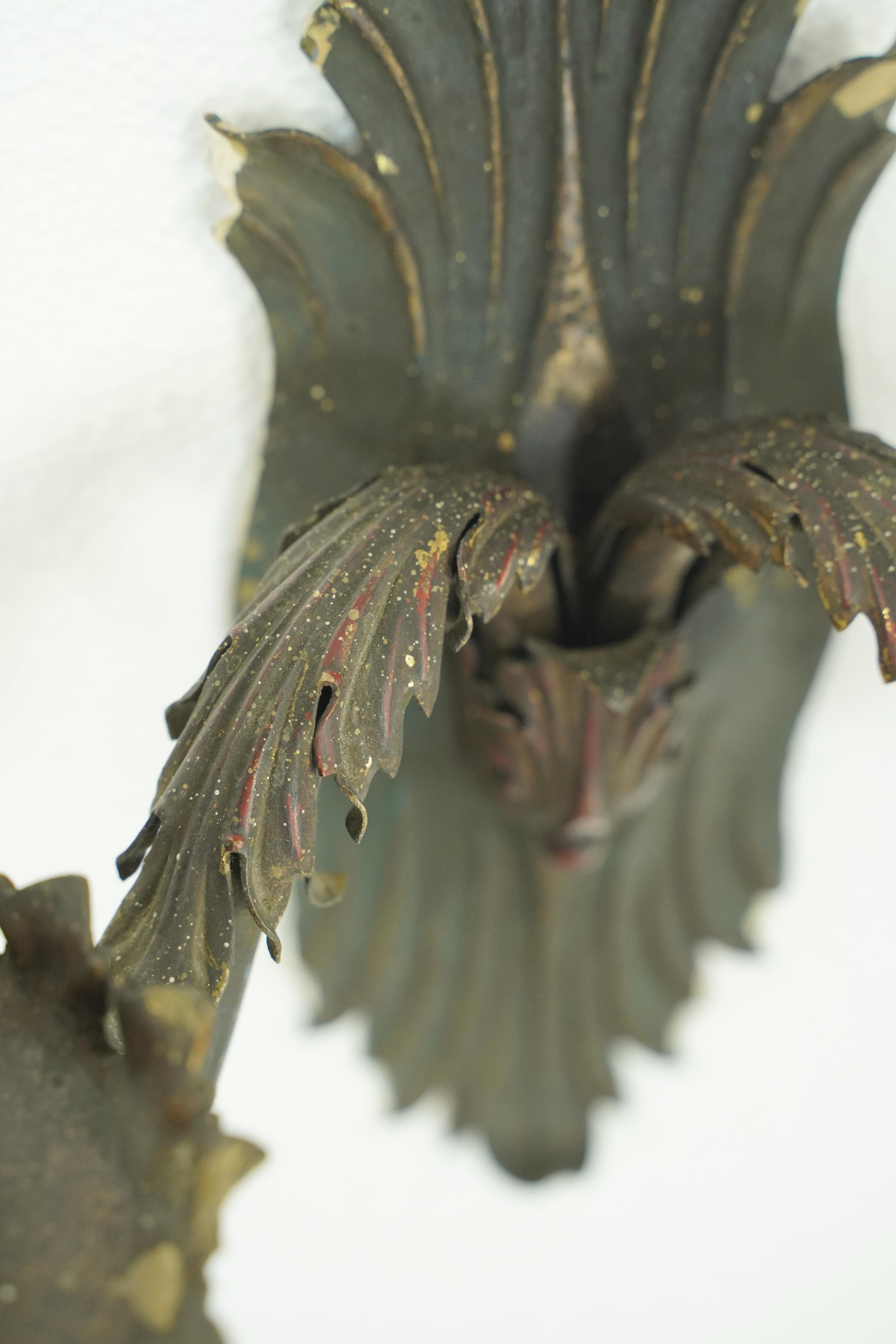 Pair of Antique French Brass 2 Arm Wall Sconces For Sale 8