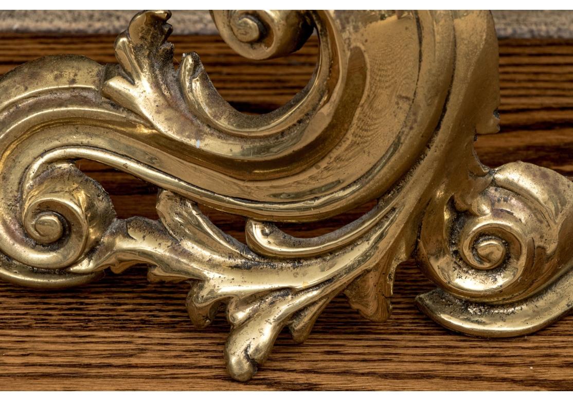 19th Century Pair Of Antique French Brass And Iron Fireplace Chenets For Sale