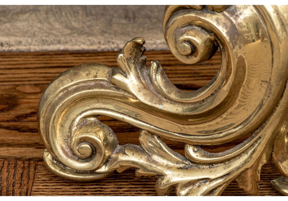 Pair Of Antique French Brass And Iron Fireplace Chenets For Sale 1