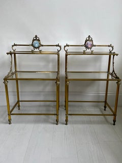 Pair of Antique French Brass Bedside Side Tables