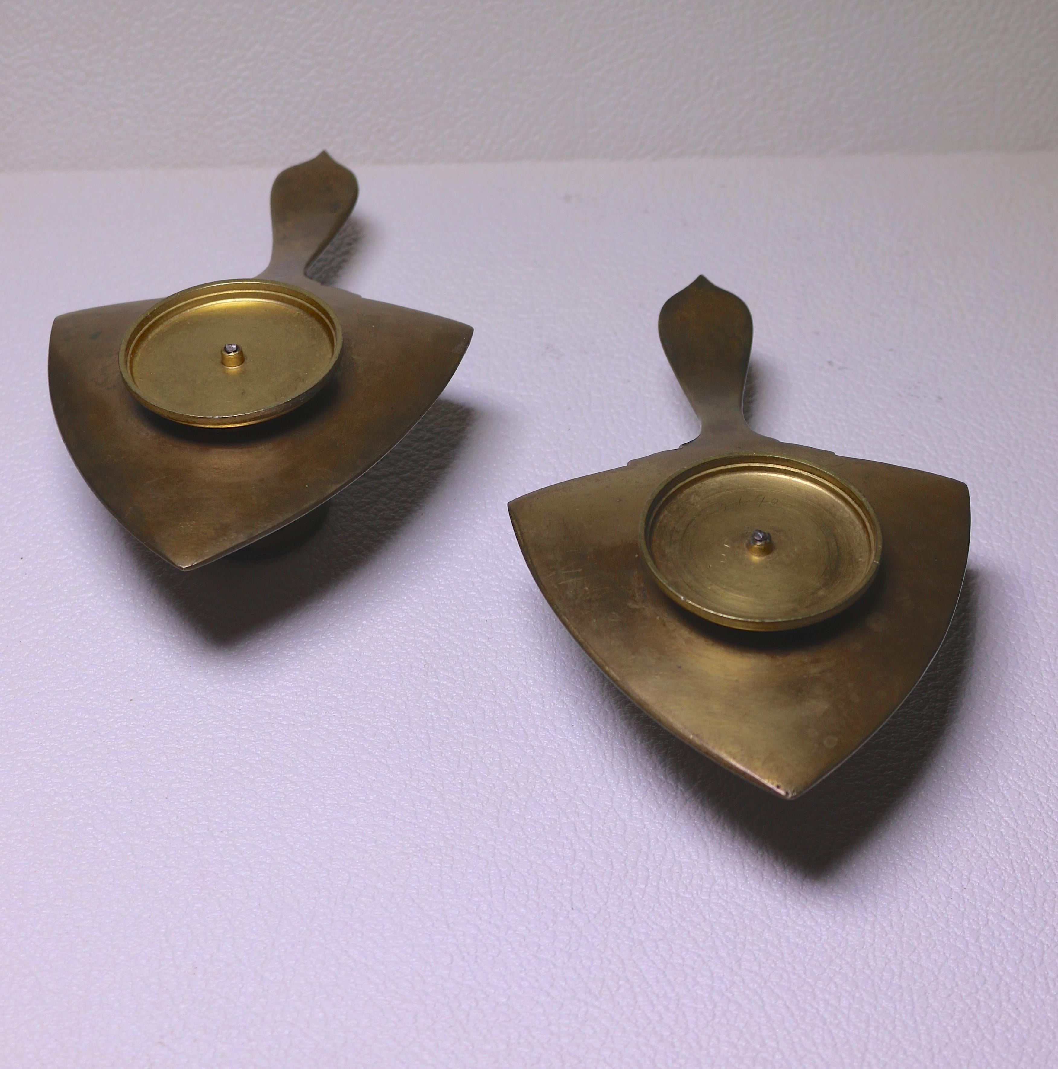Pair of antique French Bronze and Champleve Enamel Candlesticks In Excellent Condition For Sale In Pasadena, CA