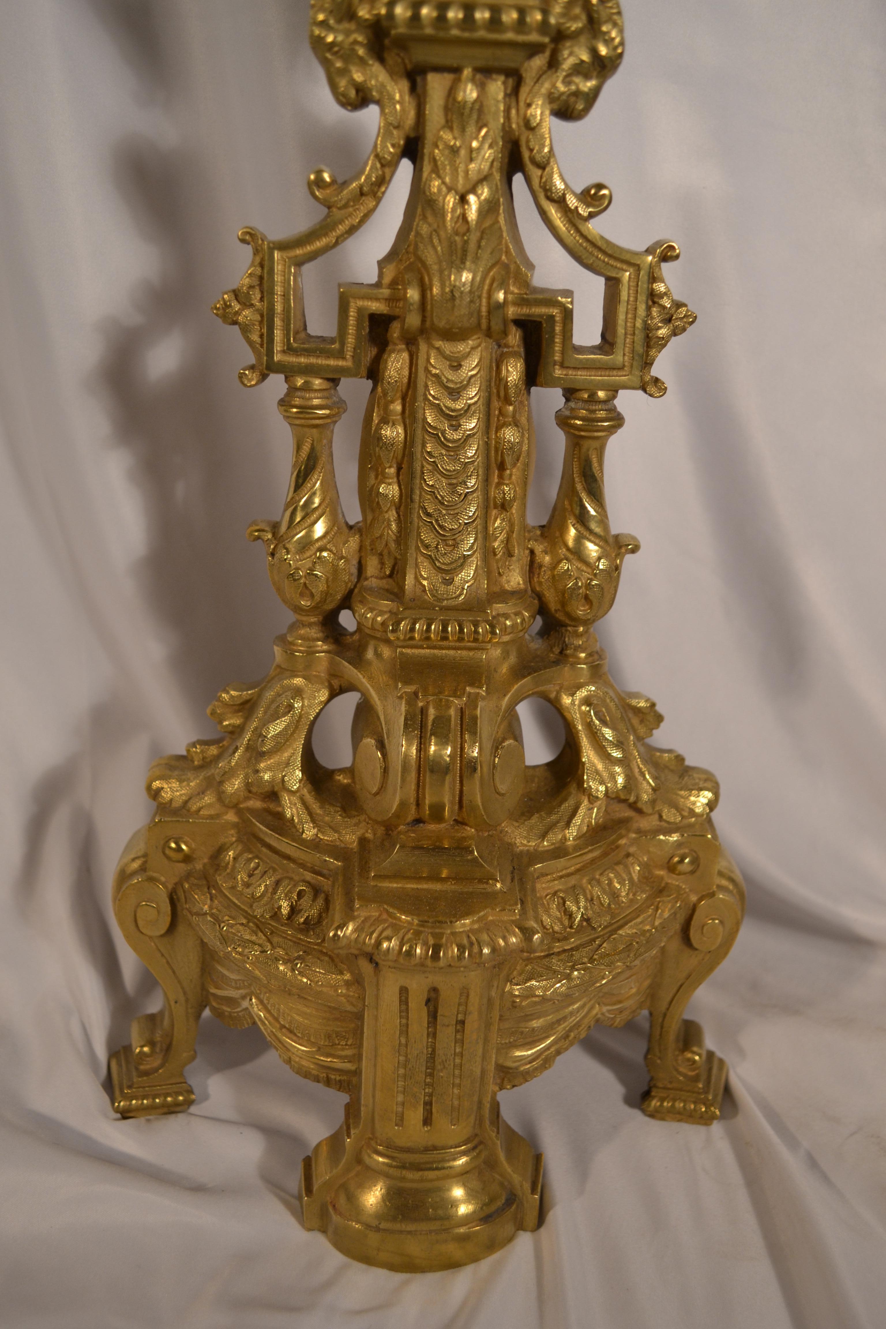 Pair of Antique French Bronze Andirons, circa 1880 In Good Condition For Sale In New Orleans, LA