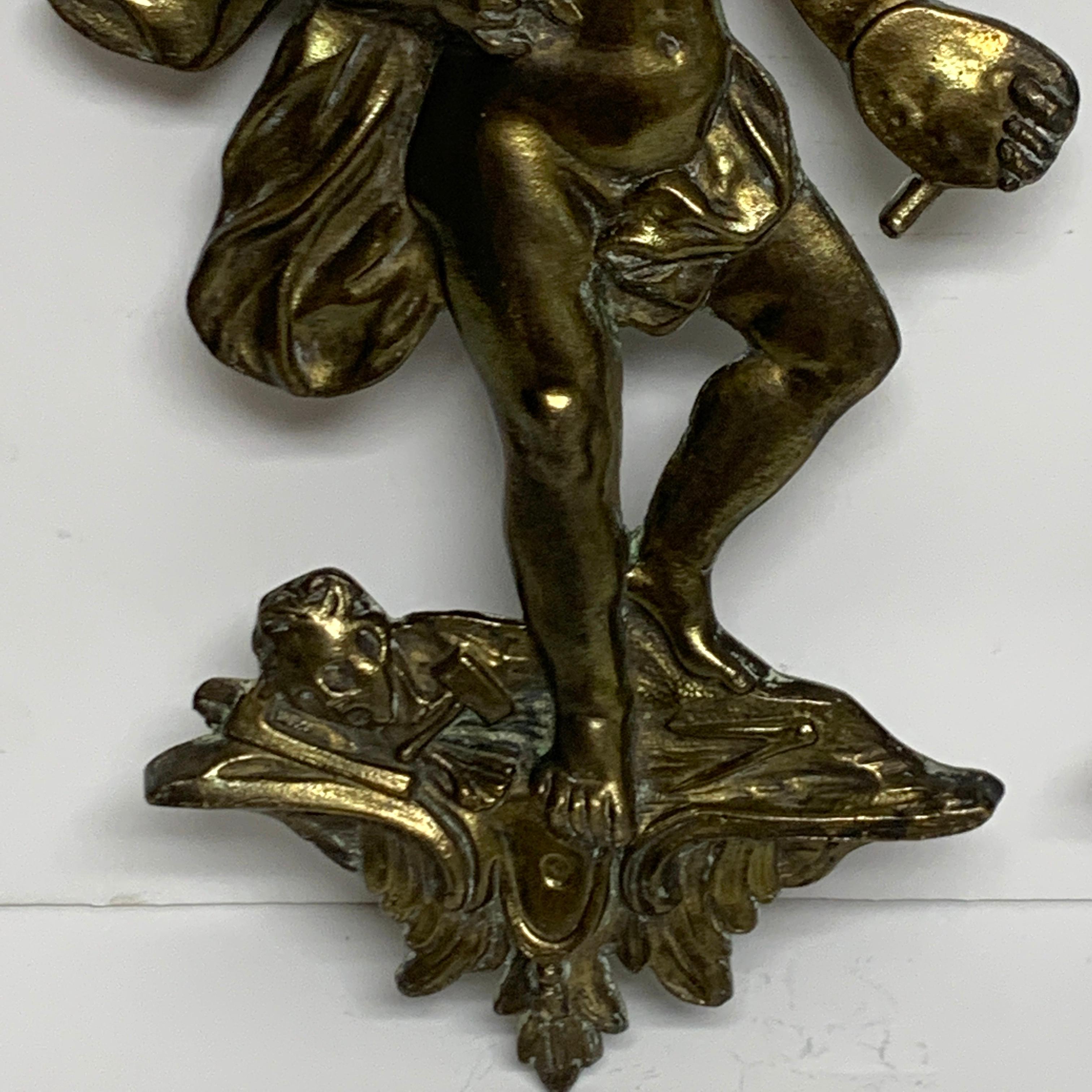 Gilt Pair of Antique French Bronze Appliqués Depicting Art and Music