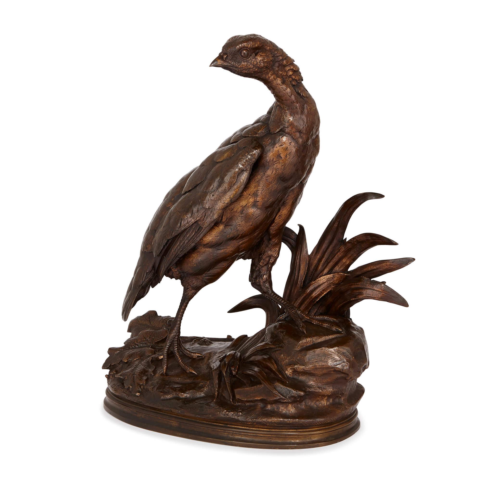 This pair of bronze figures of birds will make charming additions to a mantelpiece or table. They date from the late 19th century in France - an era known as the Belle Epoque (or 'beautiful age') - and were completed by the accomplished French