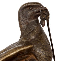 Paar antike französische Bronze-Vogelgruppen mit Vogelmotiven