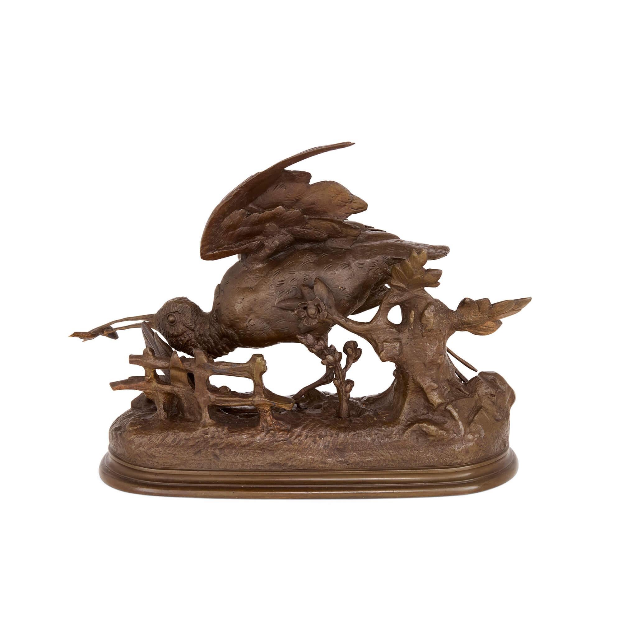 Pareja de esculturas de pájaros de bronce Antique French de Jules Moigniez en Bueno estado para la venta en London, GB