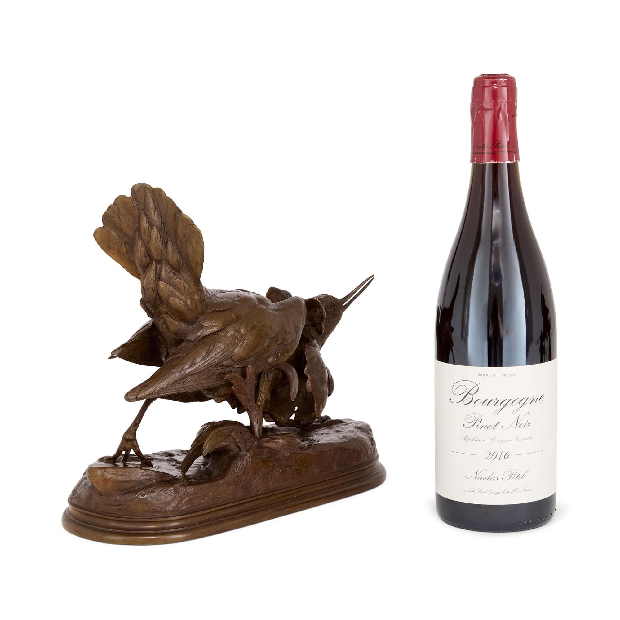 Pareja de esculturas de pájaros de bronce Antique French de Jules Moigniez en venta 2