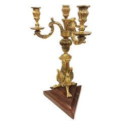 Pair of Antique French Bronze Doreé Candelabra