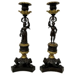 Paar antike französische Bronze-Figurenständer, um 1890