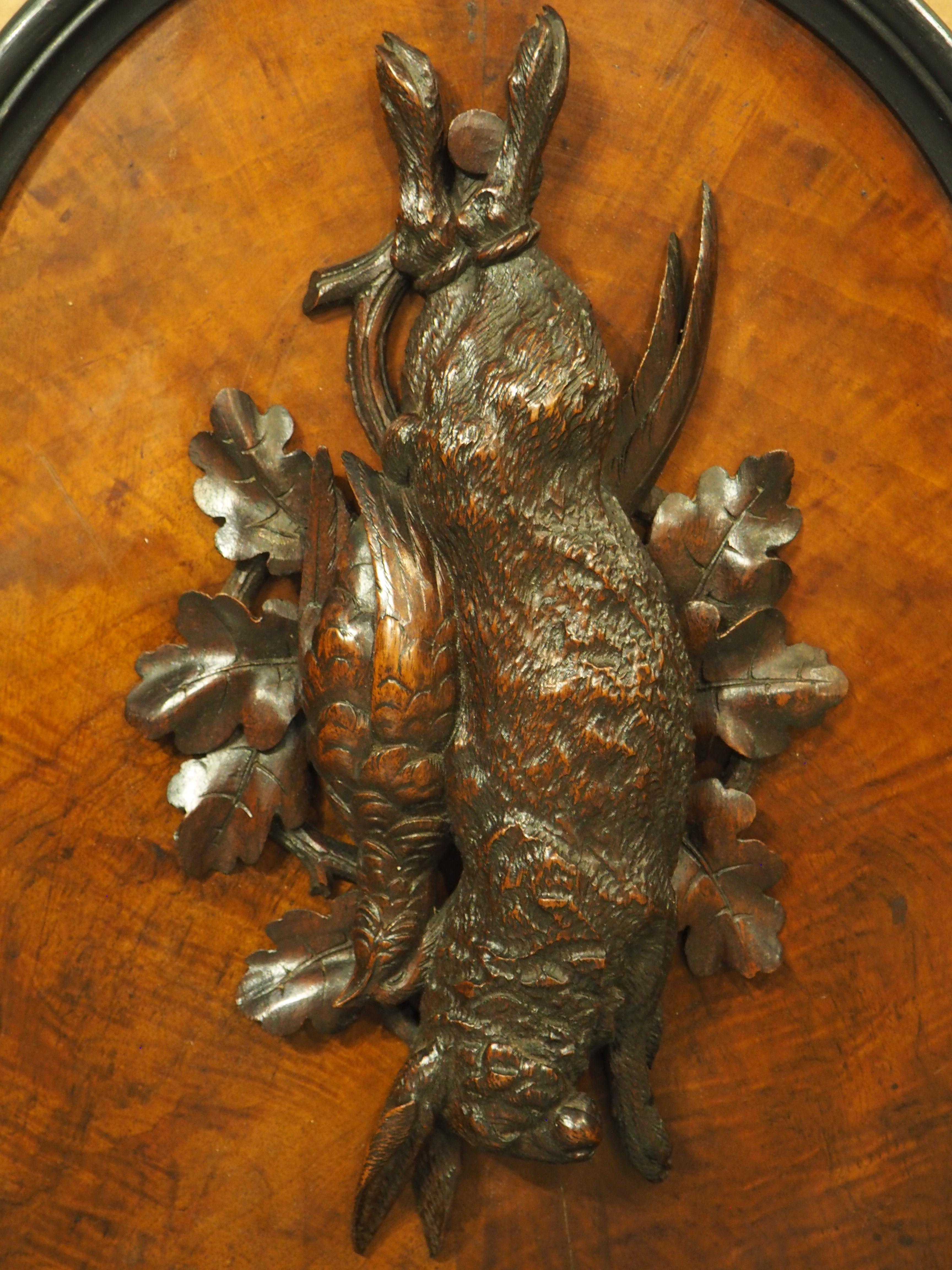 Pair of Antique French Burlwood Hunt Plaques, Early 1900s For Sale 1
