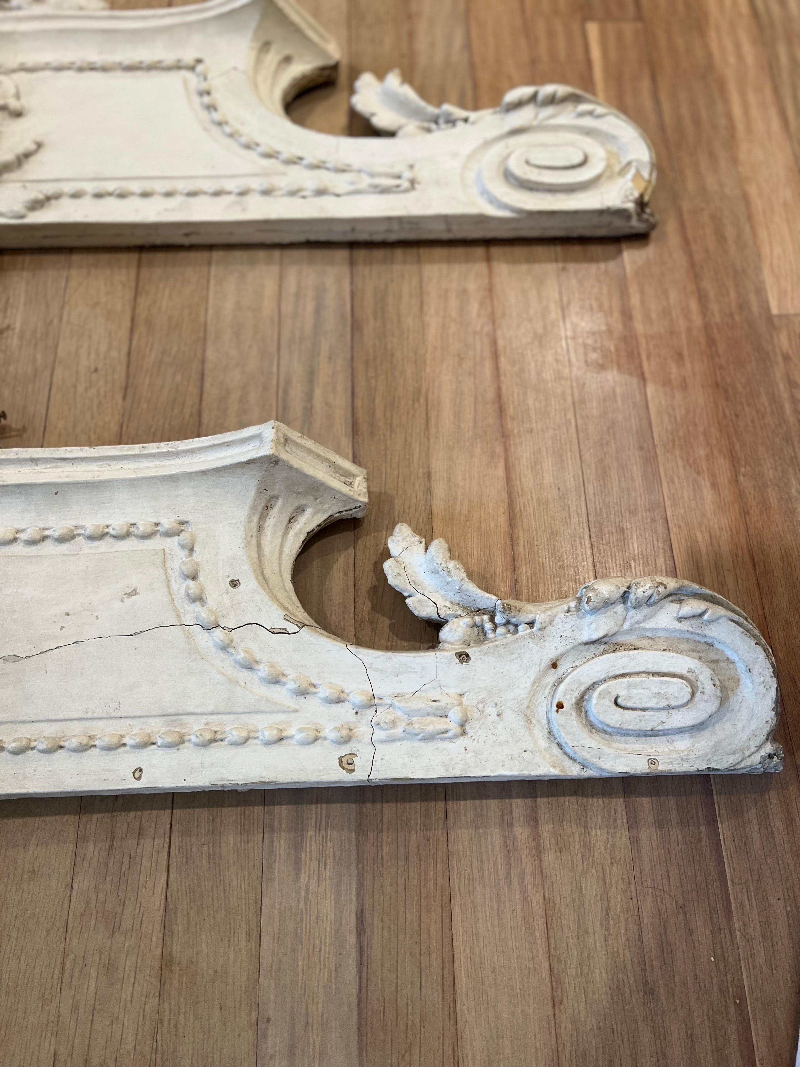 Pair of Antique French Carved Architectural Wood Pediment Fragments/Remnants  For Sale 7
