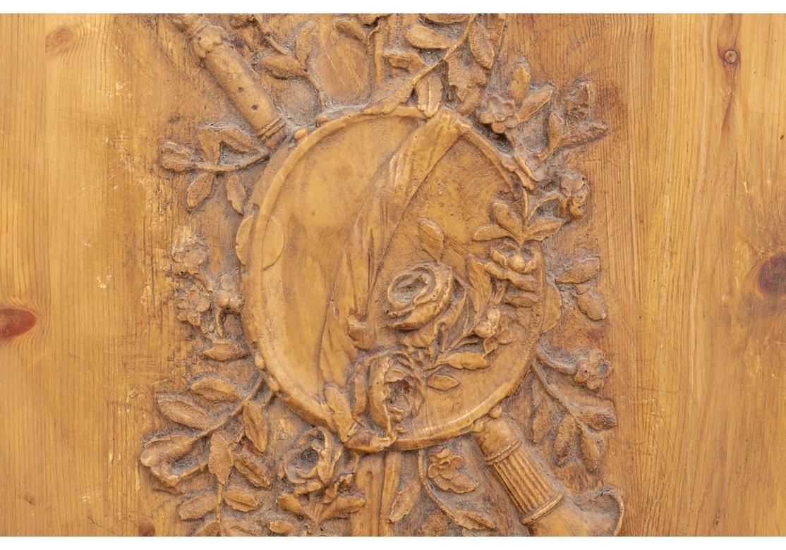Pair of Antique French Carved Pine Panels For Sale 4